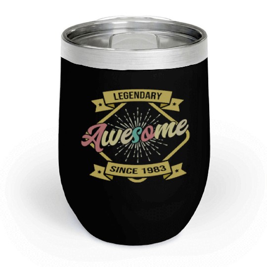 Awesome since Awesome since 1983 birthday legend Chill Wine Tumblers