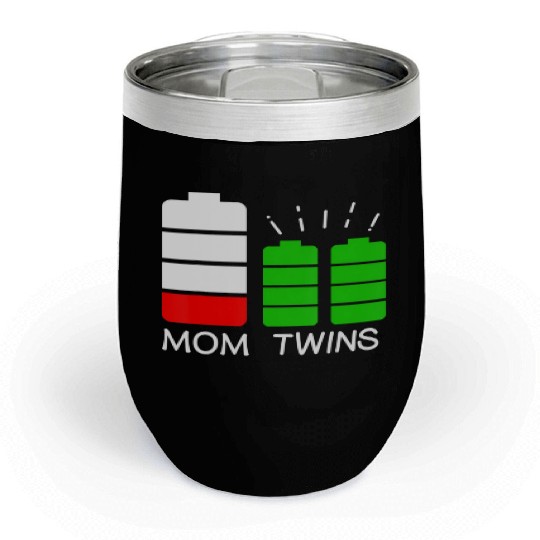 Twin Mom Low Battery Tired Mom Of Twins Chill Wine Tumblers