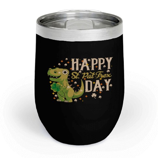 Irish Trex Dino St Patricks Day Kids Toddler Boys Chill Wine Tumblers