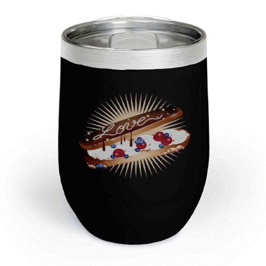Illustration of an eclair with cream and love Chill Wine Tumblers