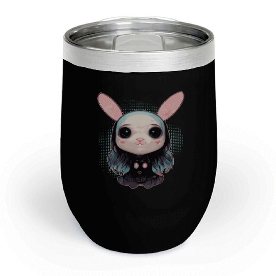 Cute Pastel Goth Bunny Kawaii Menhera Chill Wine Tumblers