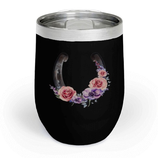 Lucky Floral Horseshoe Chill Wine Tumblers