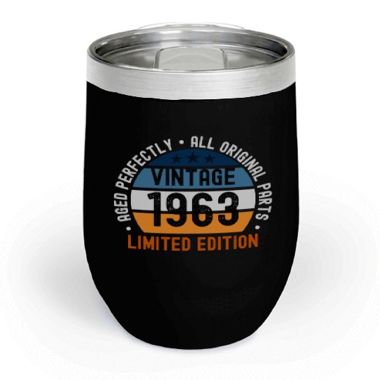 60th Birthday Vintage 1963 Chill Wine Tumblers