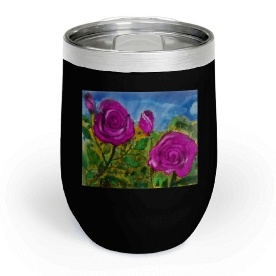 Hand Painted Roses Chill Wine Tumblers Chill Wine Tumblers Mugs Tote Bags