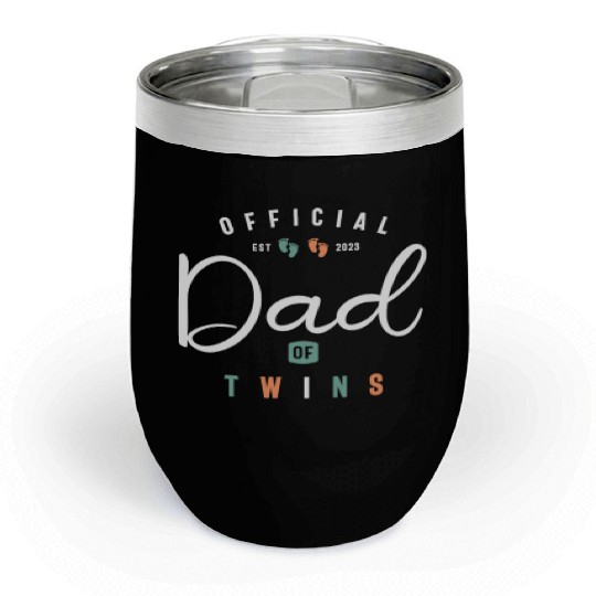 Dad of Twins Funny New Daddy To Be Expecting 2023 Chill Wine Tumblers