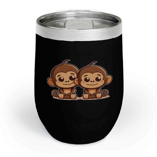 Monkeys siblings brother sister family love ape Chill Wine Tumblers