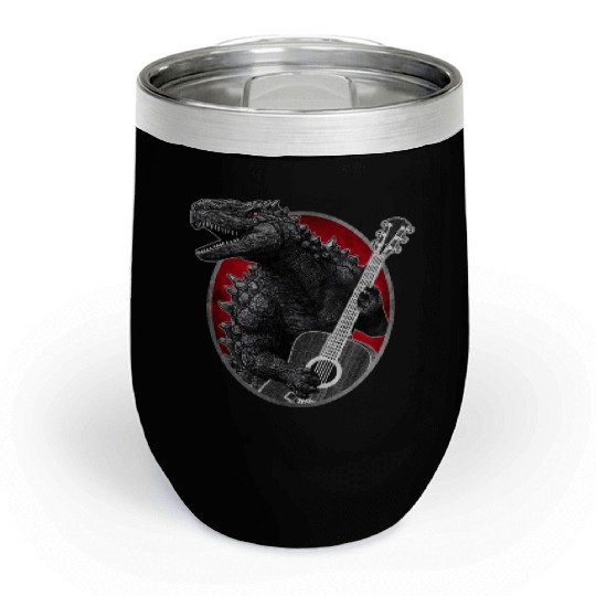 Kaiju playing guitar Chill Wine Tumblers
