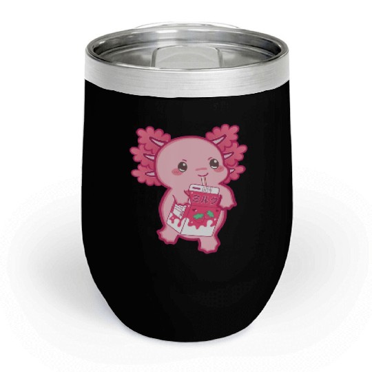 Kawaii Axolotl Strawberry Milk Teen Girl Kids Japa Chill Wine Tumblers