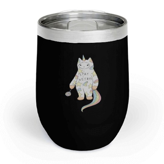Stay Weird With Love From Unicorn Cat Chill Wine Tumblers