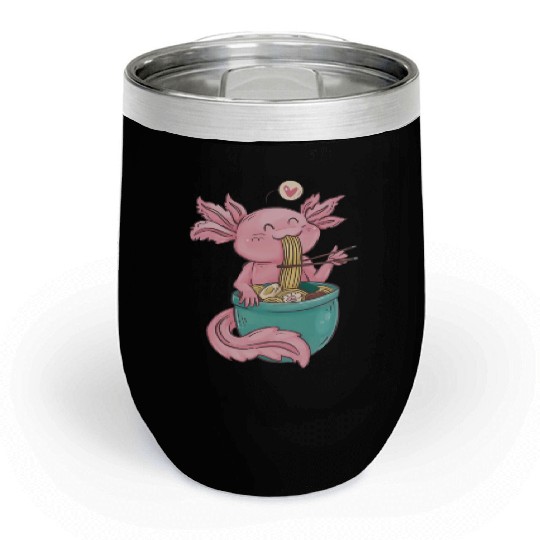 Kawaii Axolotl Eating Ramen Noodles Anime Gift Chill Wine Tumblers