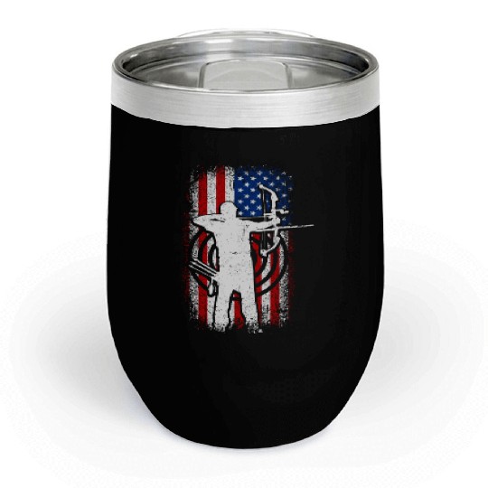 Usa Patriotic American flag 4th of July Archery Chill Wine Tumblers