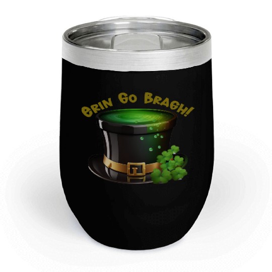 Get Lucky with this 'Erin go Bragh' Top Hat Design Chill Wine Tumblers