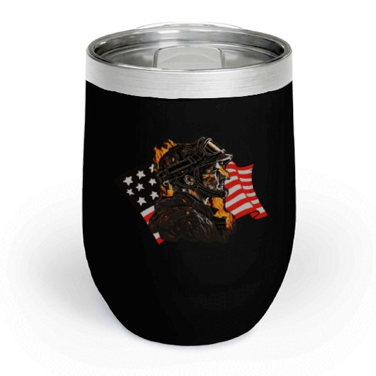 American Firefighter USA Fire Department Chill Wine Tumblers