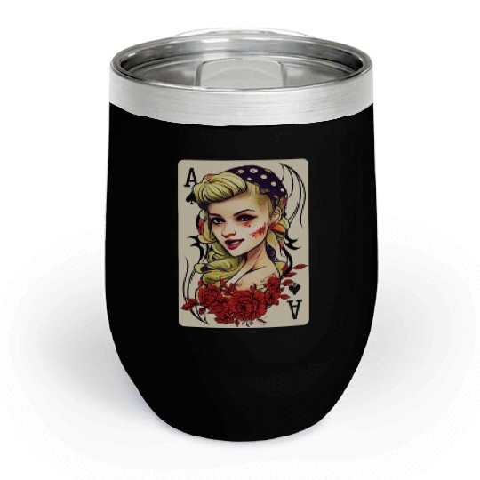 Rockabilly 50s Pin Up Zombie Psychobilly Ace Card Chill Wine Tumblers