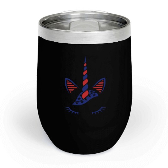 USA Flag Unicorn Sublimation Chill Wine Tumblers