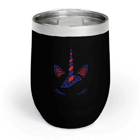 USA Flag Unicorn Sublimation Chill Wine Tumblers