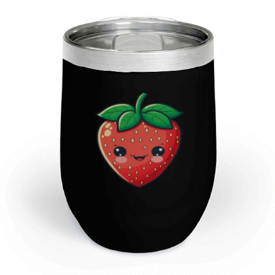 Cute Kawaii Strawberry Fruit Grower Farm Chill Wine Tumblers