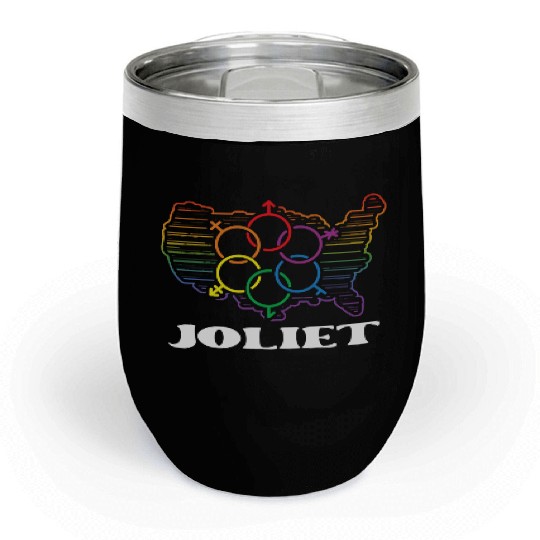 Joliet Pride Month Pride Flag LGBT Community LGBTQ Chill Wine Tumblers