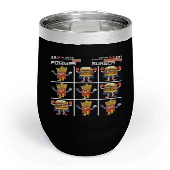 Tic Tac Toe French Fries Chips vs. Burger Chill Wine Tumblers