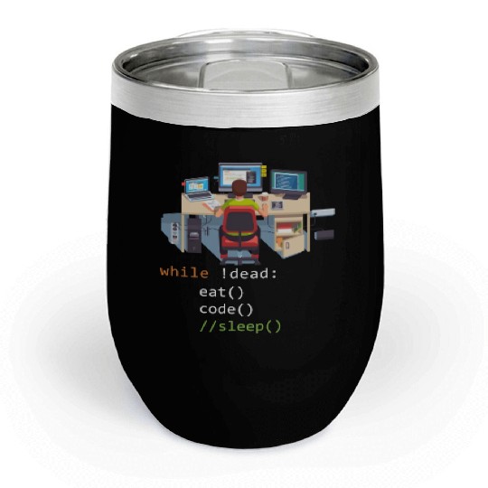 Computer Science Python Programmer Eat Code Sleep Chill Wine Tumblers