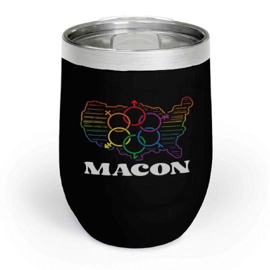 Macon Pride Month Pride Flag LGBT Community LGBTQ Chill Wine Tumblers