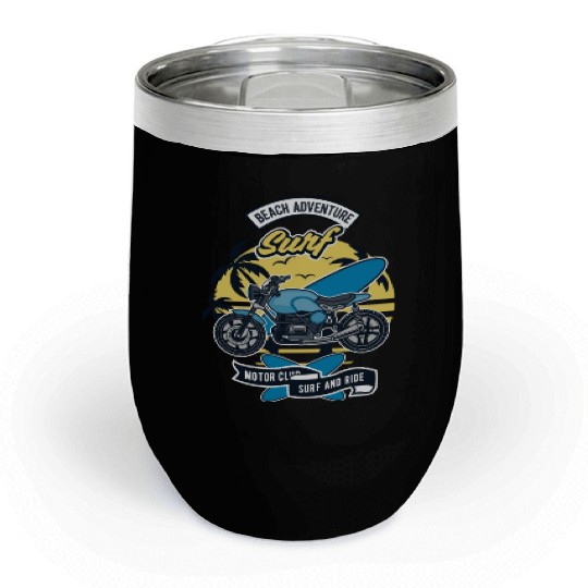 Motorcycle Bike Surf Chill Wine Tumblers