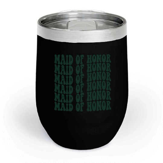 Bachelorette Party Maid Of Honor Emerald Green Chill Wine Tumblers