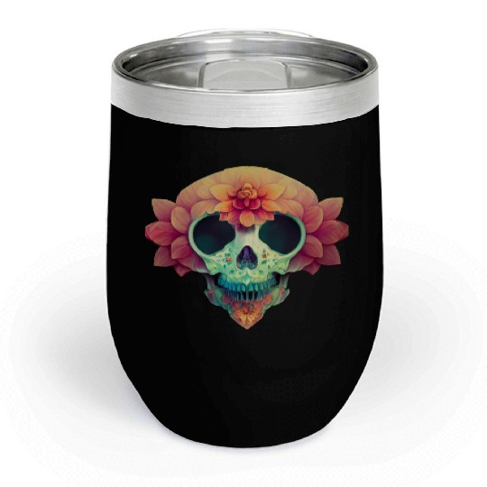 Floral Skull Candy Chill Wine Tumblers