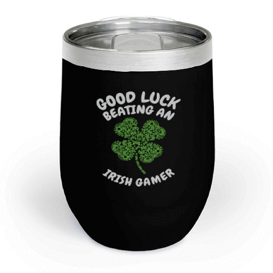 St. Patrick's Day Gaming Shamrock Gamer Video Chill Wine Tumblers