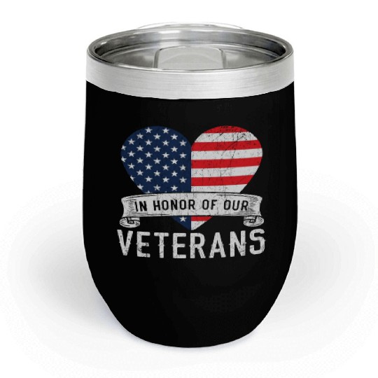 Patriotic Veteran USA Flag American Memorial Day Chill Wine Tumblers