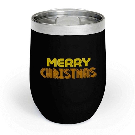 Merry Christmas Yellow Neon Colors Chill Wine Tumblers