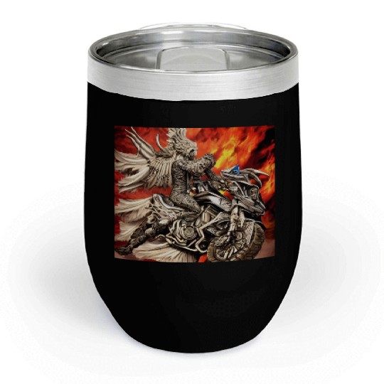 Devil Hellfire Riding Motorcycle Chill Wine Tumblers