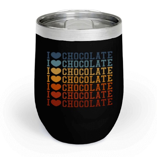 I Love Chocolate Retro Vintage Chill Wine Tumblers