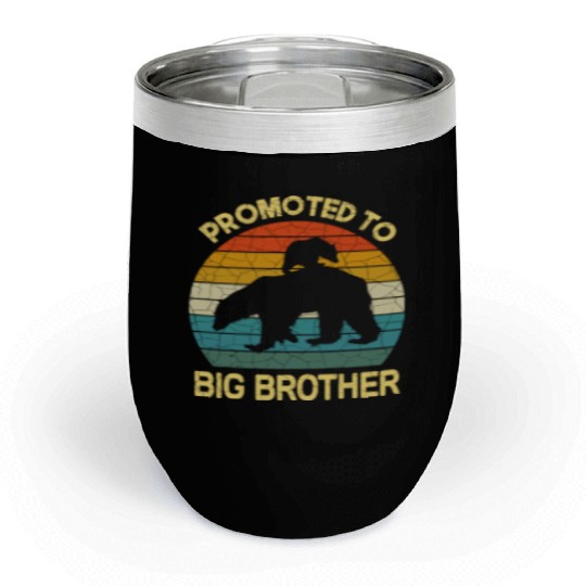 Promoted to big brother Bear Gift, baby birthday Chill Wine Tumblers