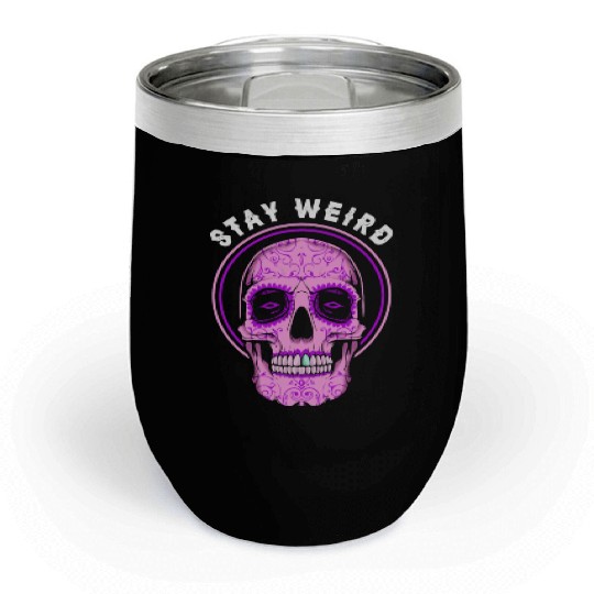 Pastel Goth Skull Stay Weird Chill Wine Tumblers