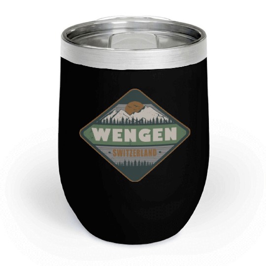 Wengen Switzerland Vintage Hiking Design Chill Wine Tumblers