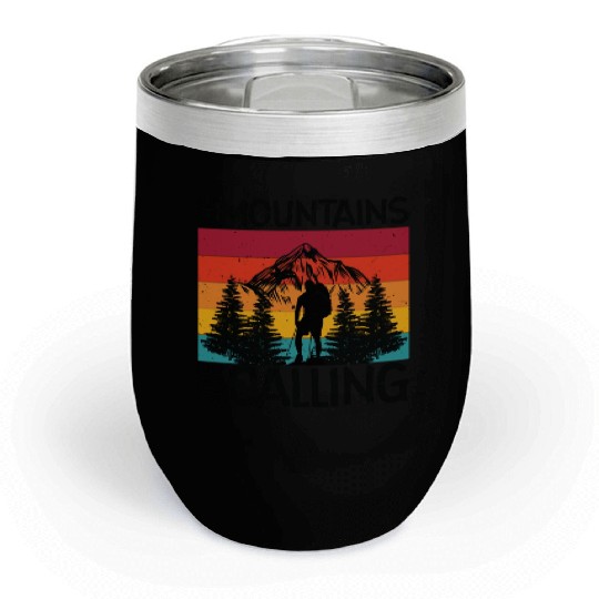 The Mountains Are Calling Outdoor Mountain Hiking Chill Wine Tumblers