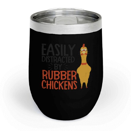 Rubber Chicken Enthusiast Loud Scream Yellow Chill Wine Tumblers