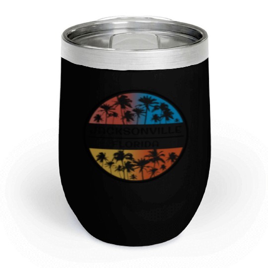 Jacksonville Florida Palm Tree Stylish Vacation Chill Wine Tumblers