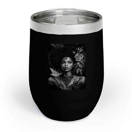 Black-and-White Afrocentric Art Chill Wine Tumblers