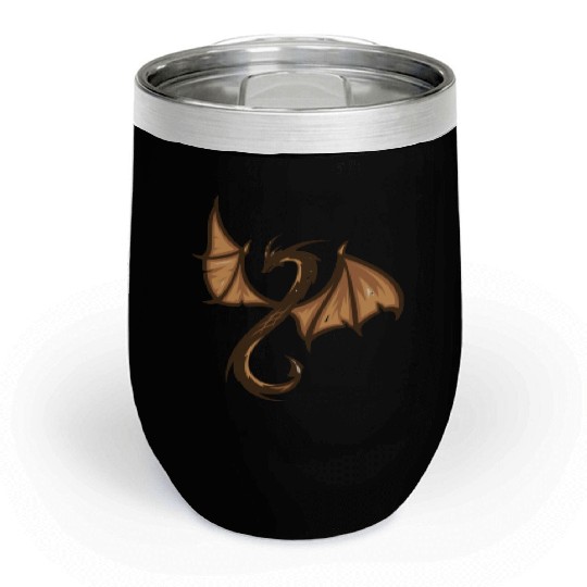 A brown and black dragon with a long tail Chill Wine Tumblers
