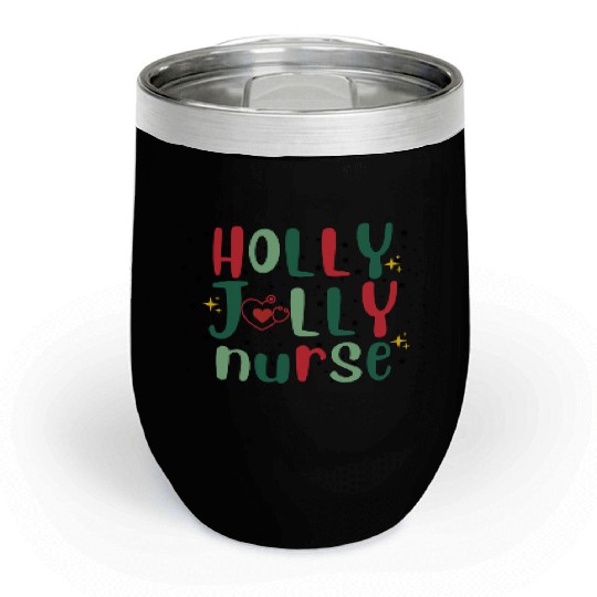 HOLLY JOLLY NURSE 3 Chill Wine Tumblers