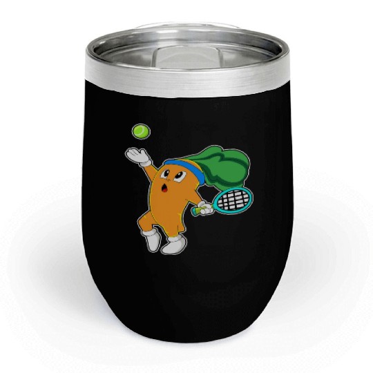 Carrot At Tennis With Tennis Racket Chill Wine Tumblers