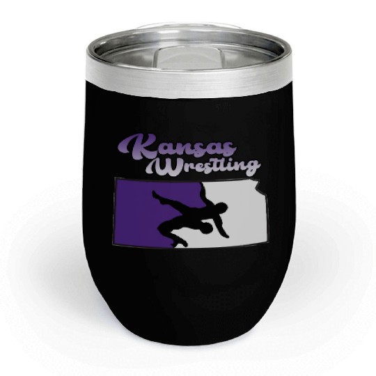 Kansas Wrestling (State Colors) Chill Wine Tumblers