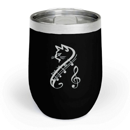 Cat Lovers Musical Cat Music Teacher or Musician Chill Wine Tumblers