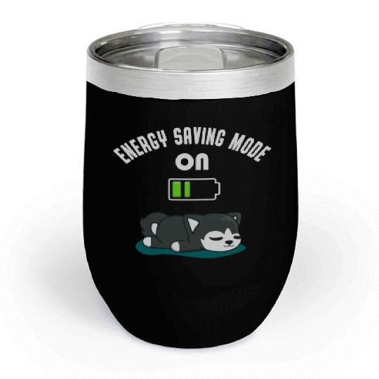Cute Husky Battery Low Energy Tired Dog Fun Chill Wine Tumblers