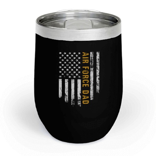 USA Flag Air Force Dad PILOT Chill Wine Tumblers