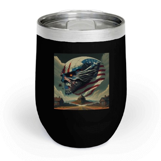 Show Your American Pride with this Patriotic Skull Chill Wine Tumblers