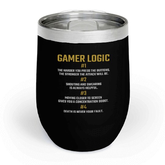 Gamer Logic For Gaming Fan Retro Video Game Fan Chill Wine Tumblers