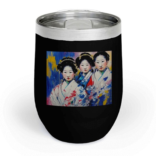 Group Of Noble Japanese Woman Chill Wine Tumblers